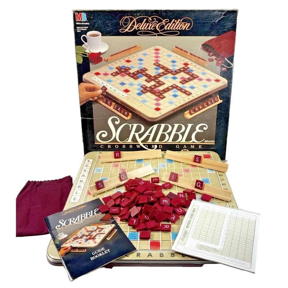 Scrabble Deluxe Edition Vintage 1989 Milton Bradley Board Game Complete